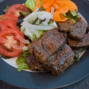 Vietnamese steak salad on a plate