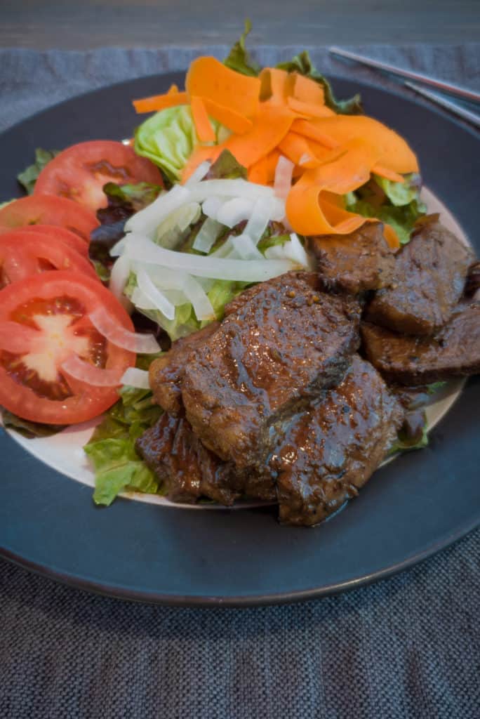 Vietnamese steak salad on a plate