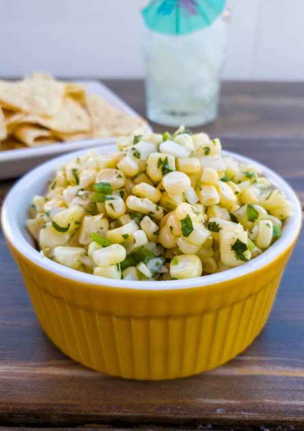 corn salsa with chips