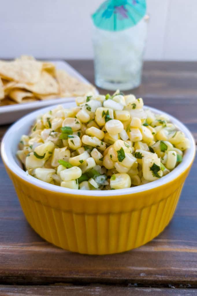 corn salsa with chips