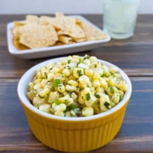 Corn salsa with chips