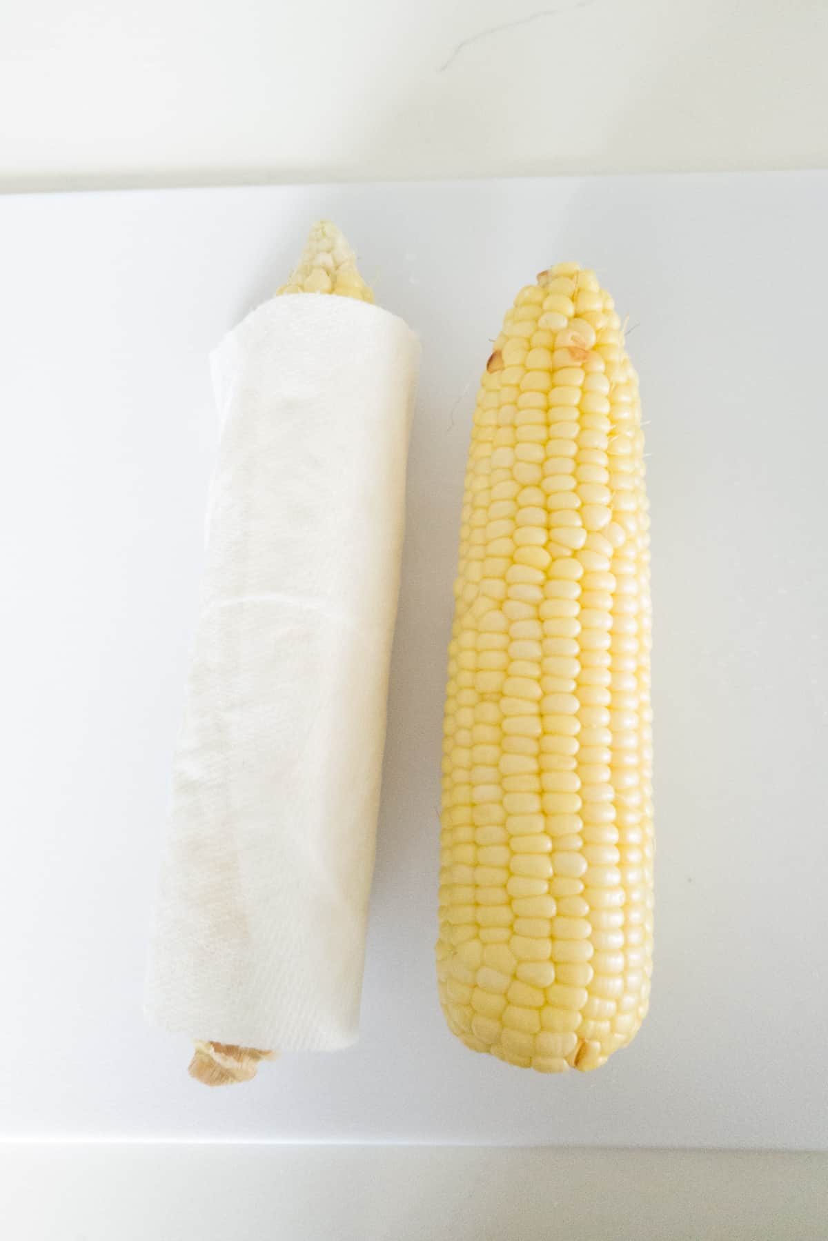 corn wrapped in paper towel for microwave