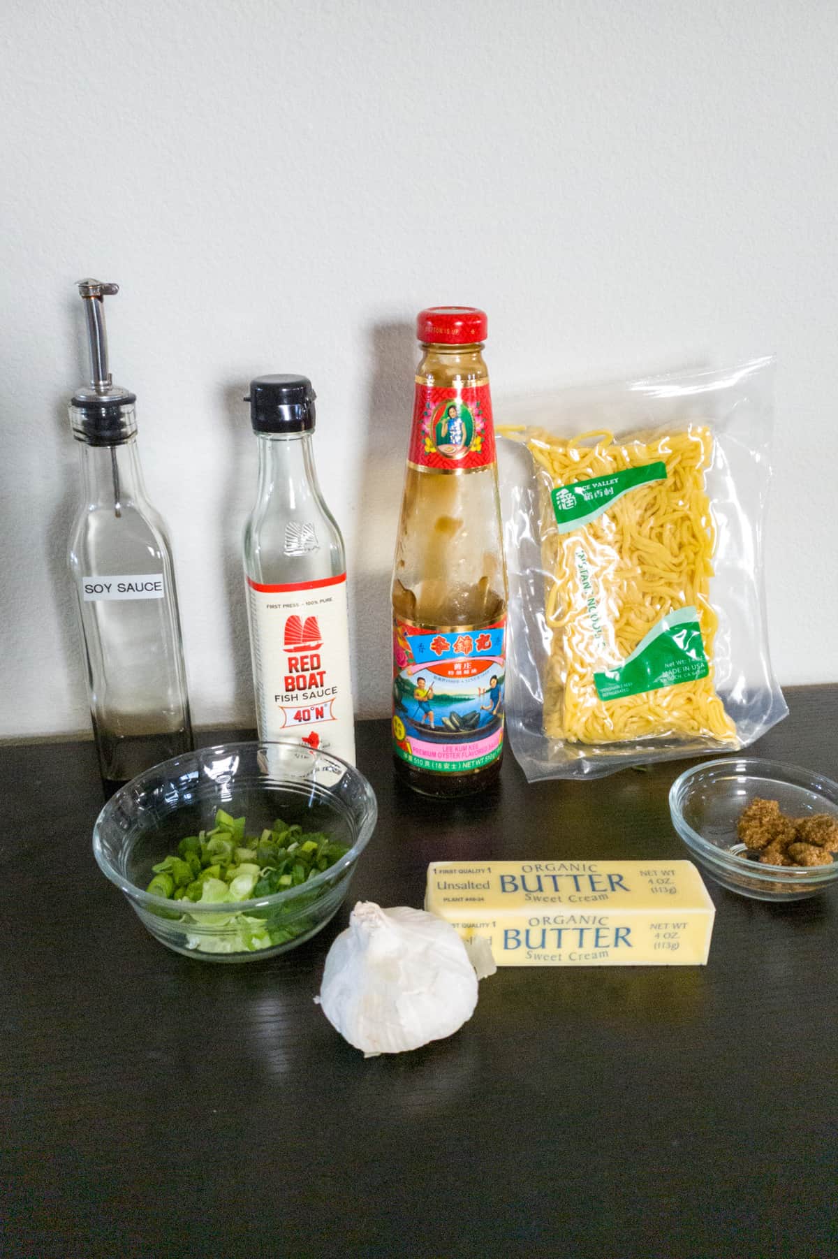 ingredients for asian garlic noodles