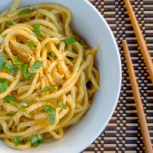 Asian garlic noodles in a bowl