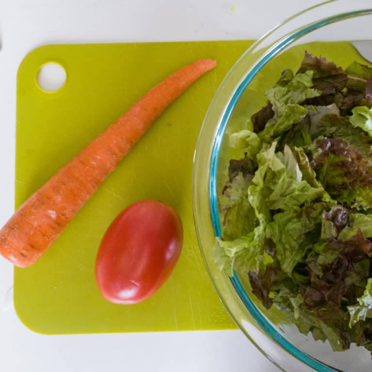 Lettuce, carrot, and tomato for salad