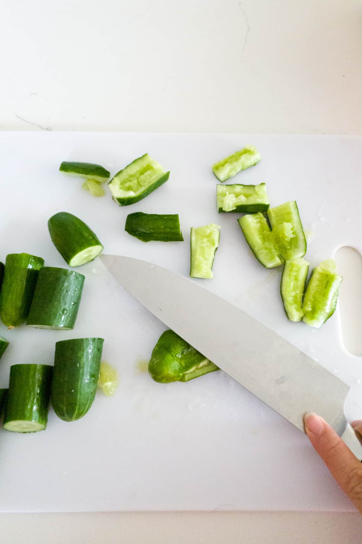 smashing the cucumbers