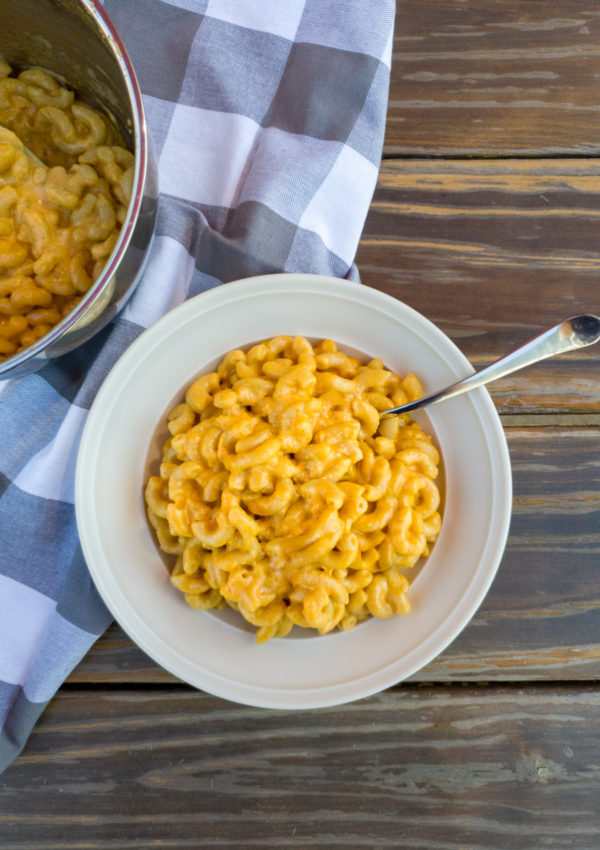 stovetop mac and cheese in a bowl